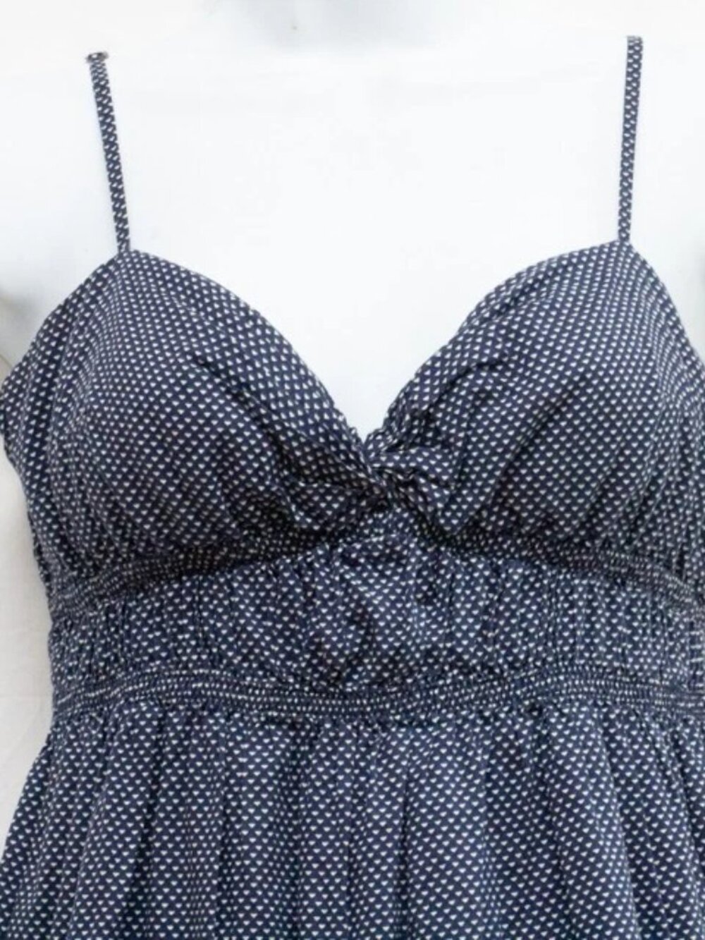 J.Crew Confetti Dot Sun Dress Straps Smoked Empire Waist Navy Babydoll Preppy S